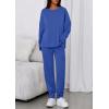 imagePRETTYGARDEN Womens 2 Piece Matching Lounge Sets 2025 Fall Long Sleeve Boatneck Sweatsuit Drawstring Sweatpants PocketsBlue