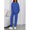 imagePRETTYGARDEN Womens 2 Piece Matching Lounge Sets 2025 Fall Long Sleeve Boatneck Sweatsuit Drawstring Sweatpants PocketsBlue