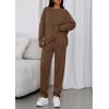imagePRETTYGARDEN Womens 2 Piece Matching Lounge Sets 2025 Fall Long Sleeve Boatneck Sweatsuit Drawstring Sweatpants PocketsBrown