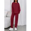 imagePRETTYGARDEN Womens 2 Piece Matching Lounge Sets 2025 Fall Long Sleeve Boatneck Sweatsuit Drawstring Sweatpants PocketsBurgundy