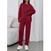 imagePRETTYGARDEN Womens 2 Piece Matching Lounge Sets 2025 Fall Long Sleeve Boatneck Sweatsuit Drawstring Sweatpants PocketsBurgundy