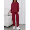 imagePRETTYGARDEN Womens 2 Piece Matching Lounge Sets 2025 Fall Long Sleeve Boatneck Sweatsuit Drawstring Sweatpants PocketsBurgundy