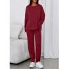 imagePRETTYGARDEN Womens 2 Piece Matching Lounge Sets 2025 Fall Long Sleeve Boatneck Sweatsuit Drawstring Sweatpants PocketsBurgundy