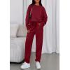 imagePRETTYGARDEN Womens 2 Piece Matching Lounge Sets 2025 Fall Long Sleeve Boatneck Sweatsuit Drawstring Sweatpants PocketsBurgundy