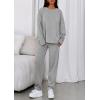 imagePRETTYGARDEN Womens 2 Piece Matching Lounge Sets 2025 Fall Long Sleeve Boatneck Sweatsuit Drawstring Sweatpants PocketsGrey