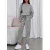 imagePRETTYGARDEN Womens 2 Piece Matching Lounge Sets 2025 Fall Long Sleeve Boatneck Sweatsuit Drawstring Sweatpants PocketsGrey