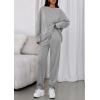 imagePRETTYGARDEN Womens 2 Piece Matching Lounge Sets 2025 Fall Long Sleeve Boatneck Sweatsuit Drawstring Sweatpants PocketsGrey