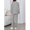 imagePRETTYGARDEN Womens 2 Piece Matching Lounge Sets 2025 Fall Long Sleeve Boatneck Sweatsuit Drawstring Sweatpants PocketsGrey