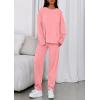 imagePRETTYGARDEN Womens 2 Piece Matching Lounge Sets 2025 Fall Long Sleeve Boatneck Sweatsuit Drawstring Sweatpants PocketsPink