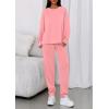 imagePRETTYGARDEN Womens 2 Piece Matching Lounge Sets 2025 Fall Long Sleeve Boatneck Sweatsuit Drawstring Sweatpants PocketsPink