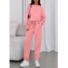 imagePRETTYGARDEN Womens 2 Piece Matching Lounge Sets 2025 Fall Long Sleeve Boatneck Sweatsuit Drawstring Sweatpants PocketsPink