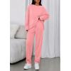 imagePRETTYGARDEN Womens 2 Piece Matching Lounge Sets 2025 Fall Long Sleeve Boatneck Sweatsuit Drawstring Sweatpants PocketsPink