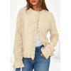 imagePRETTYGARDEN Womens Fall Button Down Cardigans Chunky Knit Ruffle Open Front Cropped Cardigan Sweaters Soft Long Sleeve TopsBeige