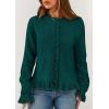 imagePRETTYGARDEN Womens Fall Button Down Cardigans Chunky Knit Ruffle Open Front Cropped Cardigan Sweaters Soft Long Sleeve TopsDark Green