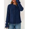 imagePRETTYGARDEN Womens Fall Button Down Cardigans Chunky Knit Ruffle Open Front Cropped Cardigan Sweaters Soft Long Sleeve TopsNavy Blue