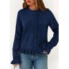 imagePRETTYGARDEN Womens Fall Button Down Cardigans Chunky Knit Ruffle Open Front Cropped Cardigan Sweaters Soft Long Sleeve TopsNavy Blue