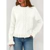 imagePRETTYGARDEN Womens Fall Button Down Cardigans Chunky Knit Ruffle Open Front Cropped Cardigan Sweaters Soft Long Sleeve TopsWhite