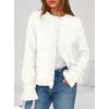 imagePRETTYGARDEN Womens Fall Button Down Cardigans Chunky Knit Ruffle Open Front Cropped Cardigan Sweaters Soft Long Sleeve TopsWhite