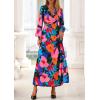 imagePRETTYGARDEN Womens 2025 Fall Wedding Guest Dresses Floral Long Sleeve V Neck Belted Long Flowy Boho Maxi DressFloral Black