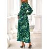 imagePRETTYGARDEN Womens 2025 Fall Wedding Guest Dresses Floral Long Sleeve V Neck Belted Long Flowy Boho Maxi DressFloral Green