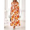 imagePRETTYGARDEN Womens 2025 Fall Wedding Guest Dresses Floral Long Sleeve V Neck Belted Long Flowy Boho Maxi DressFloral Orange