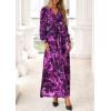 imagePRETTYGARDEN Womens 2025 Fall Wedding Guest Dresses Floral Long Sleeve V Neck Belted Long Flowy Boho Maxi DressFloral Purple