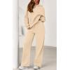 imagePRETTYGARDEN Womens 2 Piece Outfits Fall Sweatsuits Oversized Hoodies Wide Leg Sweatpants Tracksuits Lounge Matching SetsBeige