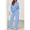 imagePRETTYGARDEN Womens 2 Piece Outfits Fall Sweatsuits Oversized Hoodies Wide Leg Sweatpants Tracksuits Lounge Matching SetsLight Blue