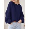 imagePRETTYGARDEN Womens Fall Oversized Sweaters Dressy Casual Long Sleeve Chunky Knit Winter Pullover Tops 2025 Holiday OutfitsNavy Blue