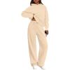 imagePRETTYGARDEN Womens 2 Piece Outfits Fall Sweatsuits Oversized Hoodies Wide Leg Sweatpants Tracksuits Lounge Matching SetsBeige