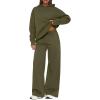 imagePRETTYGARDEN Womens Sweatsuits 2 Piece Set 2025 Casual Winter Long Sleeve Hoodie Loose Wide Leg Sweatpants Fall TracksuitArmy Green