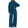 imagePRETTYGARDEN Womens Sweatsuits 2 Piece Set 2025 Casual Winter Long Sleeve Hoodie Loose Wide Leg Sweatpants Fall TracksuitDark Blue