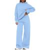 imagePRETTYGARDEN Womens Sweatsuits 2 Piece Set 2025 Casual Winter Long Sleeve Hoodie Loose Wide Leg Sweatpants Fall TracksuitLight Blue