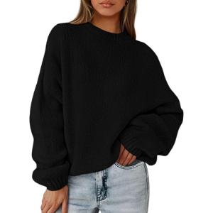 imagePRETTYGARDEN Womens Fall Oversized Sweaters Dressy Casual Long Sleeve Chunky Knit Winter Pullover Tops 2025 Holiday OutfitsBlack