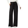 imagePRETTYGARDEN Womens Wide Leg Pants 2025 Fall Clothes Elastic High Waisted Knit Lounge Palazzo Pant Trousers with PocketsBlack
