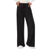 imagePRETTYGARDEN Womens Wide Leg Pants 2025 Fall Clothes Elastic High Waisted Knit Lounge Palazzo Pant Trousers with PocketsBlack
