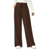 imagePRETTYGARDEN Womens Wide Leg Pants 2025 Fall Clothes Elastic High Waisted Knit Lounge Palazzo Pant Trousers with PocketsBrown