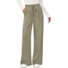 imagePRETTYGARDEN Womens Wide Leg Pants 2025 Fall Clothes Elastic High Waisted Knit Lounge Palazzo Pant Trousers with PocketsGreen