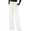 imagePRETTYGARDEN Womens Wide Leg Pants 2025 Fall Clothes Elastic High Waisted Knit Lounge Palazzo Pant Trousers with PocketsWhite