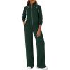imagePRETTYGARDEN Womens 2 Piece Outfits Sweatsuits 2025 Fall Full Zip Sweatshirts Workout Pants Matching Lounge Sets TracksuitsDark Green