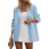 imagePRETTYGARDEN Blazers for Women Business Casual Outfits 2025 Fall Open Front Long Sleeve Suit Jackets Office Work ClothesLight Blue