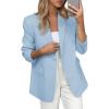 imagePRETTYGARDEN Blazers for Women Business Casual Outfits 2025 Fall Open Front Long Sleeve Suit Jackets Office Work ClothesLight Blue