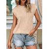 imagePRETTYGARDEN Blouses for Women Dressy Casual 2025 Spring Summer Business Office Tops Cap Sleeve Textured Cute Work ShirtApricot