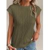 imagePRETTYGARDEN Blouses for Women Dressy Casual 2025 Spring Summer Business Office Tops Cap Sleeve Textured Cute Work ShirtArmy Green