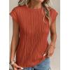 imagePRETTYGARDEN Blouses for Women Dressy Casual 2025 Spring Summer Business Office Tops Cap Sleeve Textured Cute Work ShirtBrick Red