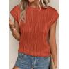 imagePRETTYGARDEN Blouses for Women Dressy Casual 2025 Spring Summer Business Office Tops Cap Sleeve Textured Cute Work ShirtBrick Red