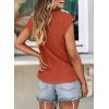 imagePRETTYGARDEN Blouses for Women Dressy Casual 2025 Spring Summer Business Office Tops Cap Sleeve Textured Cute Work ShirtBrick Red