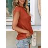 imagePRETTYGARDEN Blouses for Women Dressy Casual 2025 Spring Summer Business Office Tops Cap Sleeve Textured Cute Work ShirtBrick Red