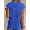 imagePRETTYGARDEN Blouses for Women Dressy Casual 2025 Spring Summer Business Office Tops Cap Sleeve Textured Cute Work ShirtBrilliant Blue
