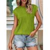 imagePRETTYGARDEN Blouses for Women Dressy Casual 2025 Spring Summer Business Office Tops Cap Sleeve Textured Cute Work ShirtGrass Green